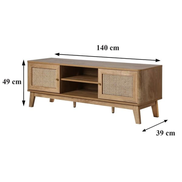 2-dörrars rottingrör TV-enhet L140 cm - PALMO