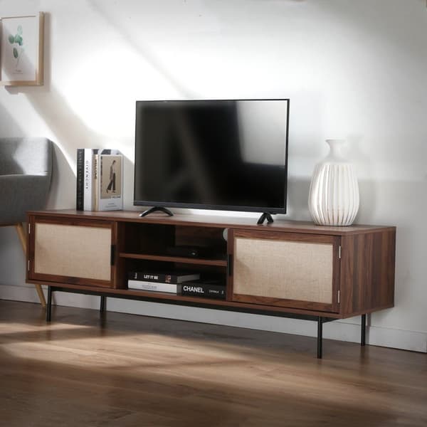 Valnötsdekor TV-enhet med tygfronter L140 cm - JETSON