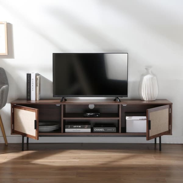 Valnötsdekor TV-enhet med tygfronter L140 cm - JETSON