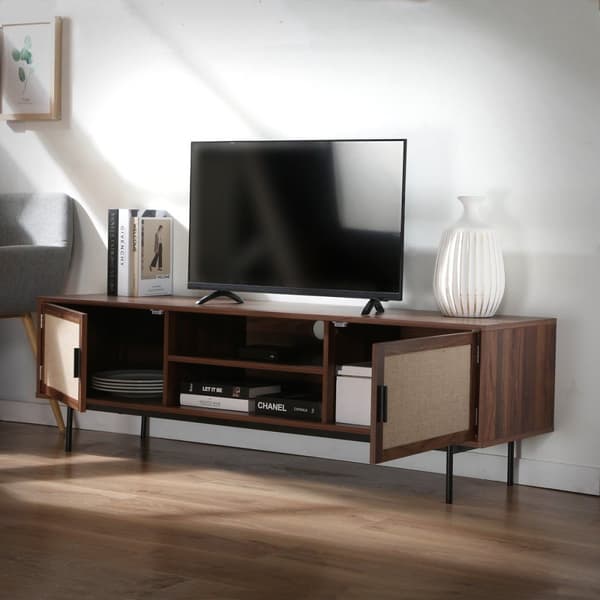 Valnötsdekor TV-enhet med tygfronter L140 cm - JETSON