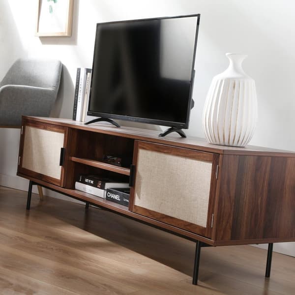 Valnötsdekor TV-enhet med tygfronter L140 cm - JETSON