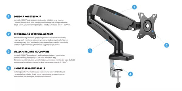 Montis Uchwyt do monitora „ELBRUS” MT014 81,3 cm (32") sort skrivebord