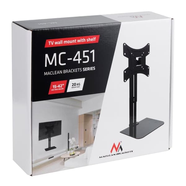 Vægbeslag til TV med hylde Maclean, max. 20 kg, max. VESA 200x200, til TV 15-42", MC-451