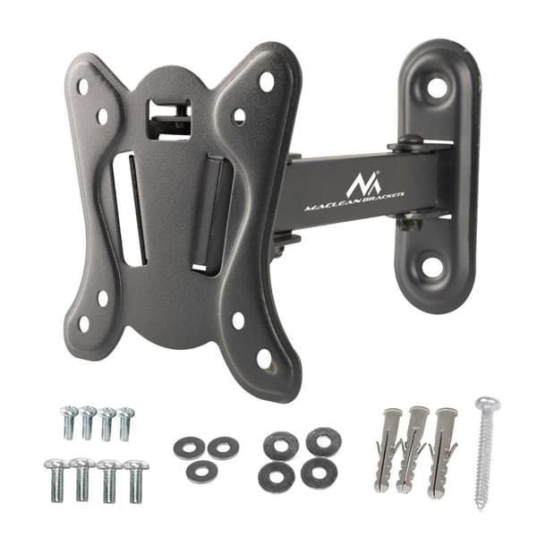 Maclean MC-416 TV Monitor Väggfäste 13"-32" 30kg Lutning Rotera max. VESA 100x100 Svart Pulverlackering LED OLED LCD Universal Fästhållare