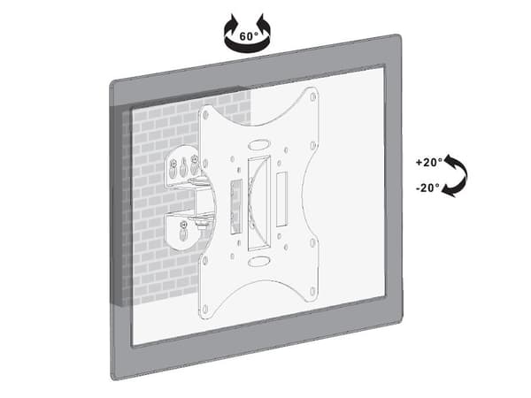 Maclean MC-501A Universal Wall TV-beslag 23-42" uo til 30 kg vesa 200x200 Sort