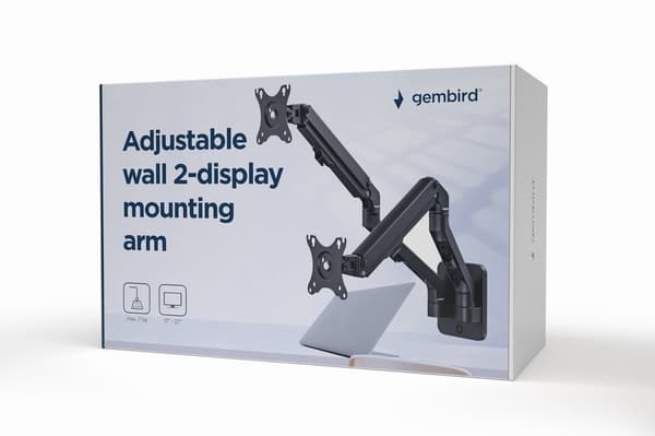Gembird MA-WA2-01 skærmbeslag / stativ 68,6 cm (27") sort væg
