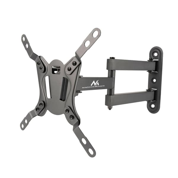 Maclean MC-418 TV-skärm, fullt rörligt väggfäste, 23"-43", max 30 kg, VESA 200x200, svart, lutande, roterande, justerbart väggavstånd, fäste, robust p