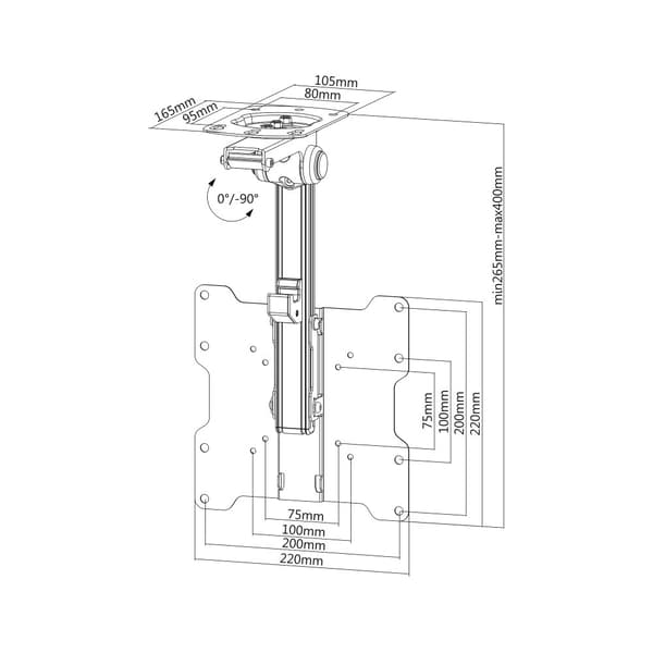 Loft/hældningsmontering universal til LED TV (17-37") LCD-CM222