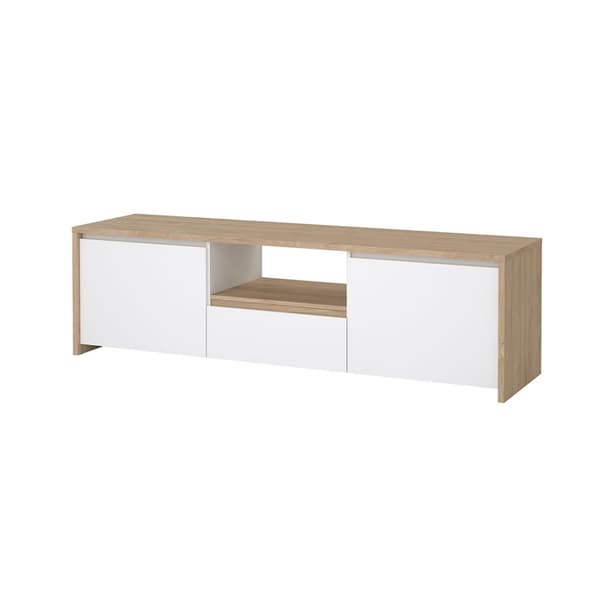 Next TV möbel 2 dörrar, 1 låda, 1 hylla ek-dekor, vit högblanka.