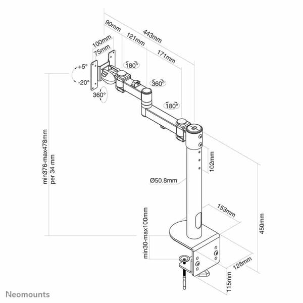 Skærm bord støtte Neomounts FPMA-D960BLACKPLUS