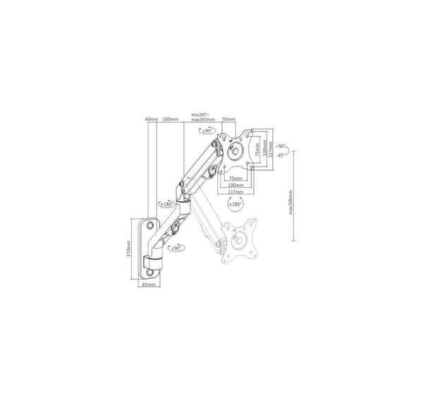 Display acc monteringsarm 27"/ma-wa1-02, Gembird