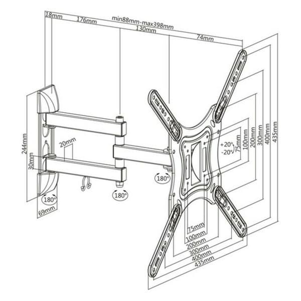 TV-vægbeslag med arm TooQ LP6055TN-B 23"-55"