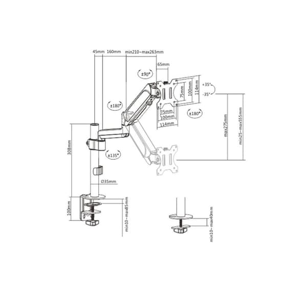Skjerm acc monteringsarm/17-32" ma-da1p-01, Gembird