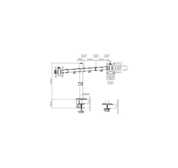 Skjerm acc monteringsarm/17-32" ma-d2-01, Gembird