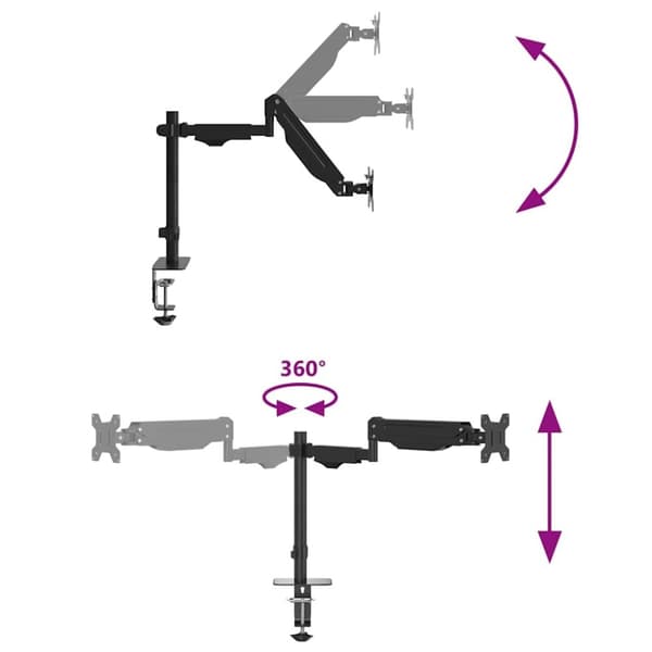 vidaXL skærmholder maks. 27" gasfjeder 10 kg