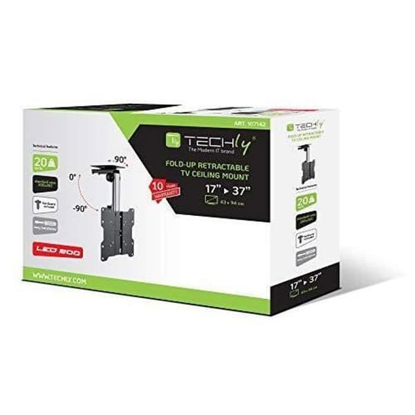 Support TV - Techly - 107142 - Plafond - Inclinabel - 17" till 37" - Svart/Silver