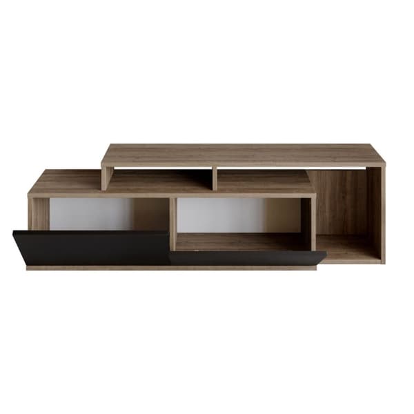 Meuble TV 2 portes décor noyer et noir L150 cm - Nexera