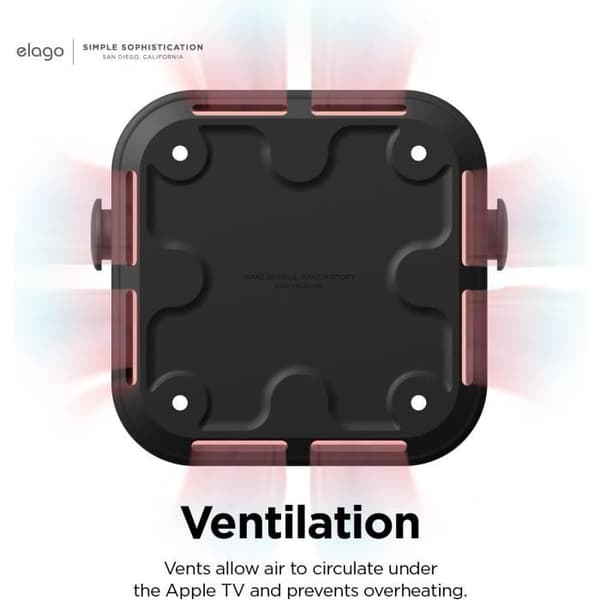 Stöd Multi - elago - Apple TV 4K 3:e generationen 2022 - Magnetmontering, Skruv, Rem - Silikon