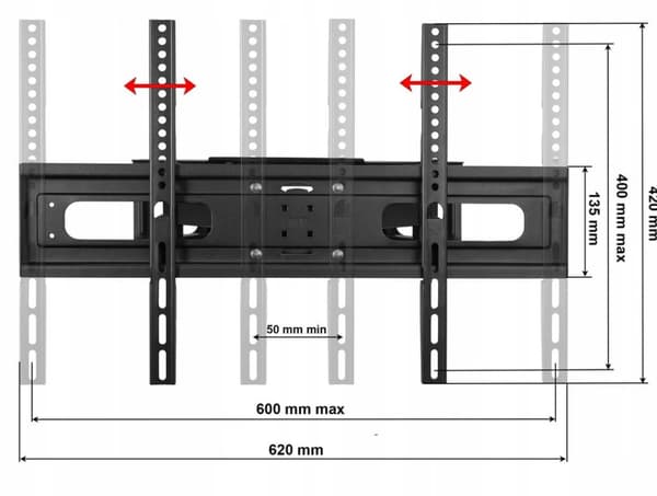 SWIVEL TV MOUNT TV BÆGER op til 70 tommer 600x400 VESA op til 50 kg