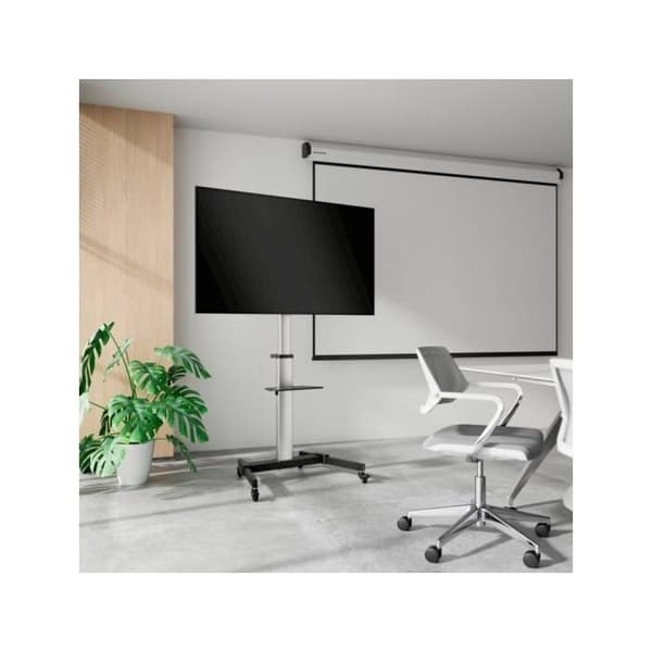 Golvstativ med hjul AISENS FT86TRE-197 för Monitor/TV 37-86 Svart-Silver