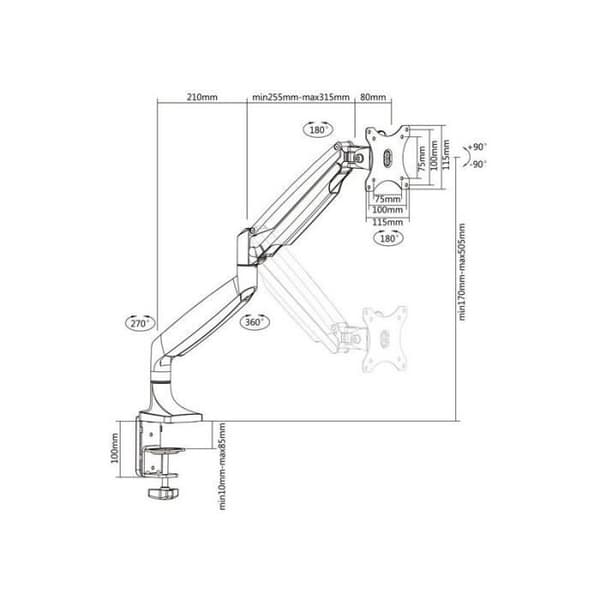 TV-bänk med arm TooQ DB3032TNR-S Silver