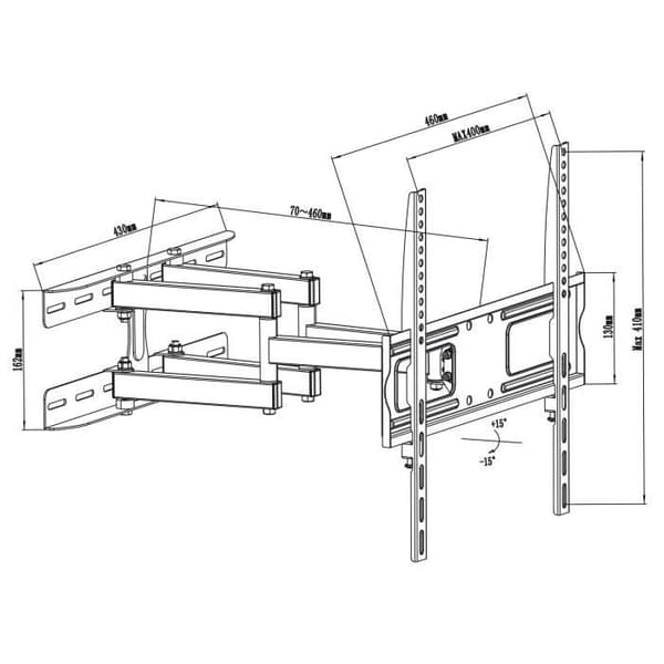 Väggfäste för LCD LED TV-skärm 26-55" 30kg max VESA 400x400 justerbar kulled Maclean MC-760