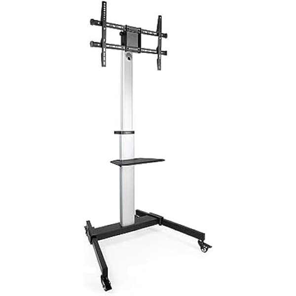 Hera golvstativ i aluminium med hjul för skärmar från 37" till 86" - TOOQ FS1886M-B Svart, Silver