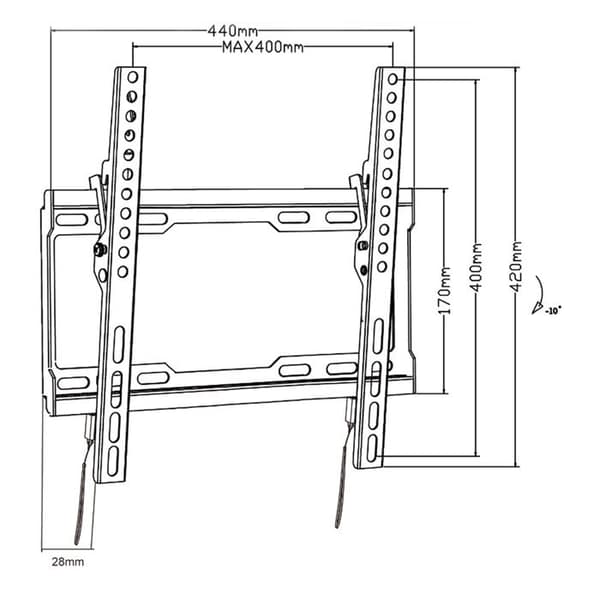 Maclean TV-fäste, max VESA 400x400, 32-70", 45 kg, lutningsjustering +0°~-10°, MC-412