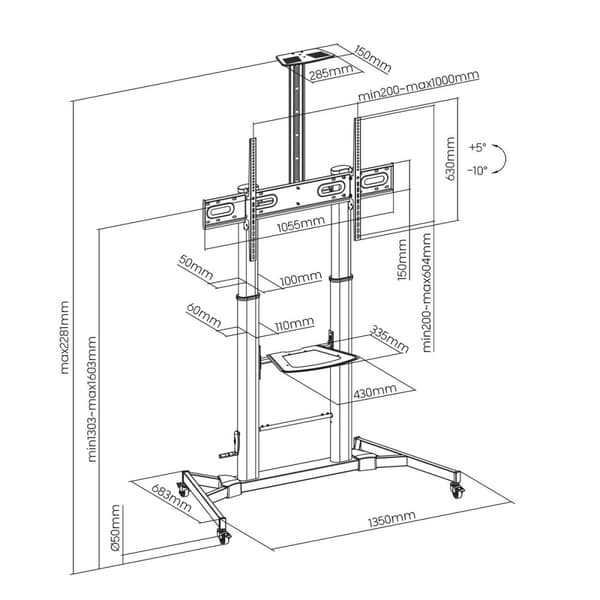 TV-holder Aisens FT100TE-171 60" 100" 100 kg