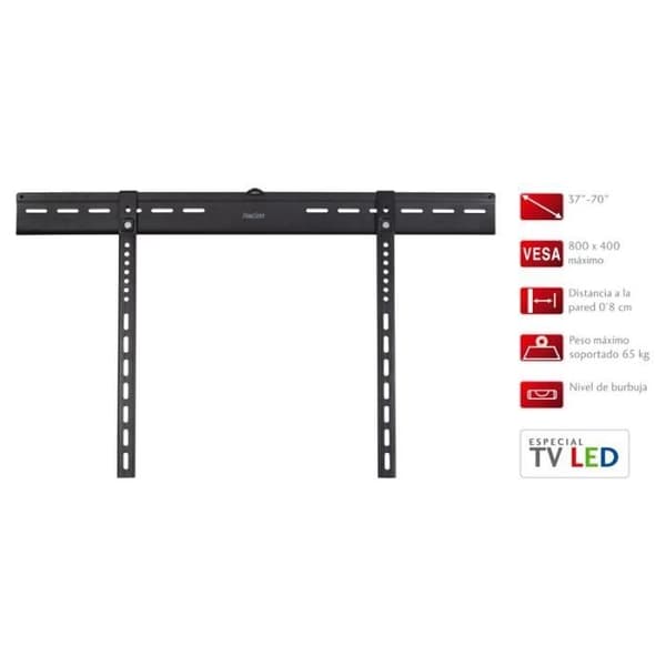 Stödhållare TV - FONESTAR - Extra platt fast - VESA 800x400 - 0,8 cm väggavstånd - 65 kg max