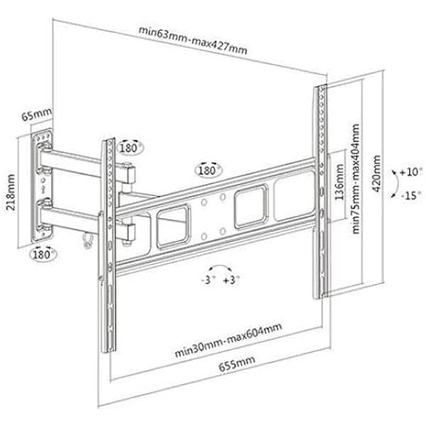 Support TV - CROMAD - 32" till 70" - Neutralt - Max belastning 35 kg - VESA 200x200 till 600x400
