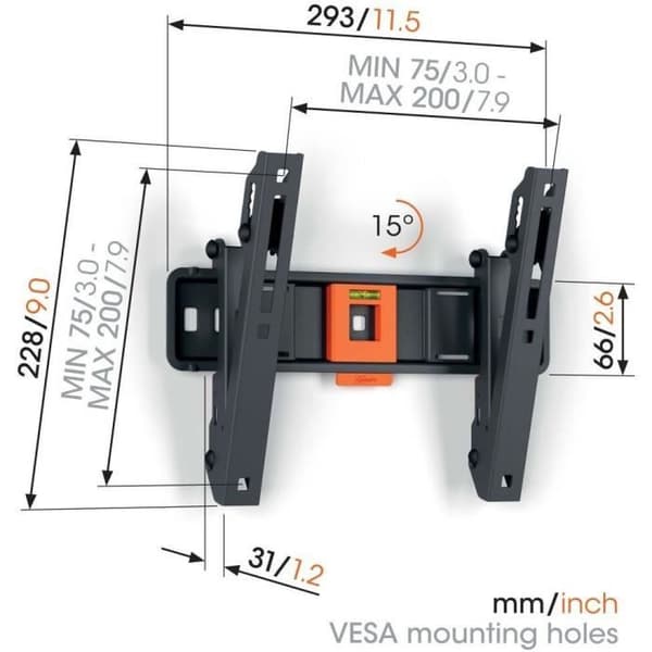 Supportvägg för TV - VOGEL'S - TVM 1223 Full-Rörelse Liten, 1 arm, 19-43"