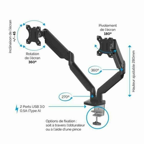 TV-fäste med arm Fellowes 8042501 Flerarmad Svart 16 Kg