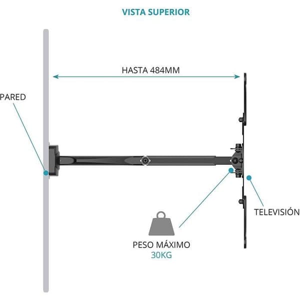 TM Electron tmslc141 – Universell svängbar väggmontering med arm för monitor eller TV, Färg Svart 1236