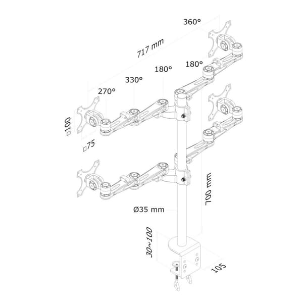 Skærm bord støtte Neomounts FPMA-D935D4 Sølvfarvet 27"