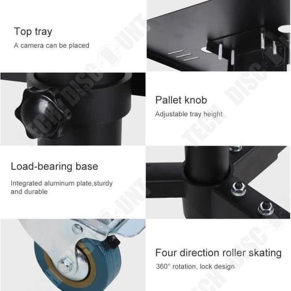 TD® Fristående TV-bänk Vagn Mobilt TV-ställ med hjul 32" till 65" Svart