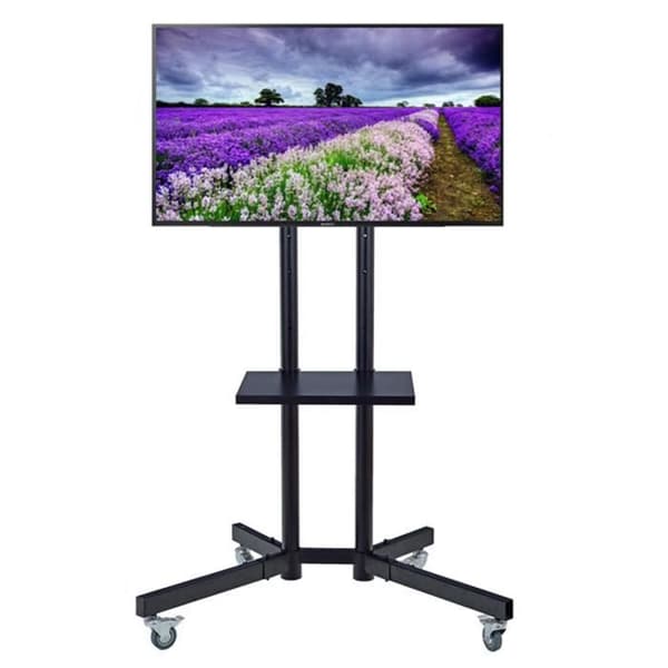 TD® Fristående TV-bänk Vagn Mobilt TV-ställ med hjul 32" till 65" Svart