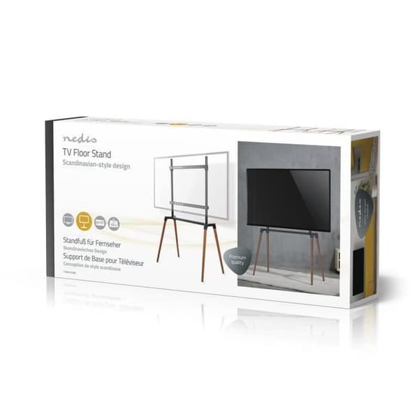 Fristående TV-bänk - NEDIS - TVSM7250BK - 60-75" - 40 kg - Skandinavisk design - Svart