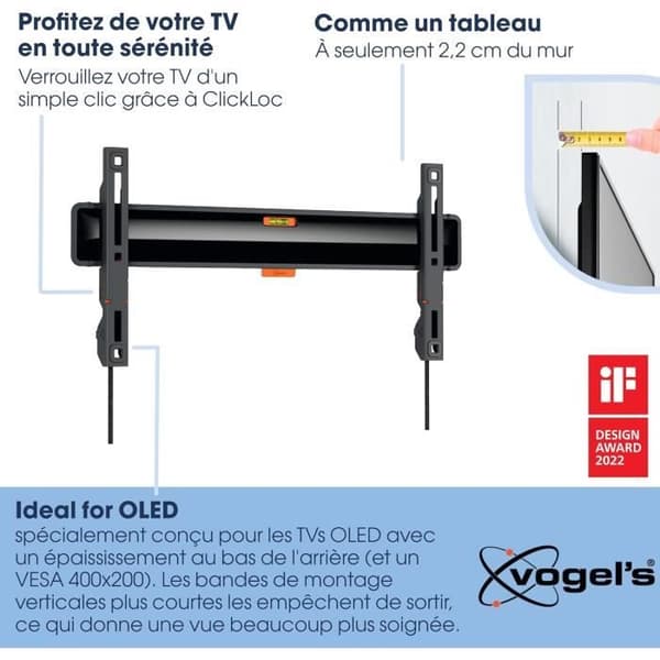Support Mural TV - GENERISK - TVM 3405SP - För TV OLED 32-77 tum - Max. 50 kg - VESA 400x200