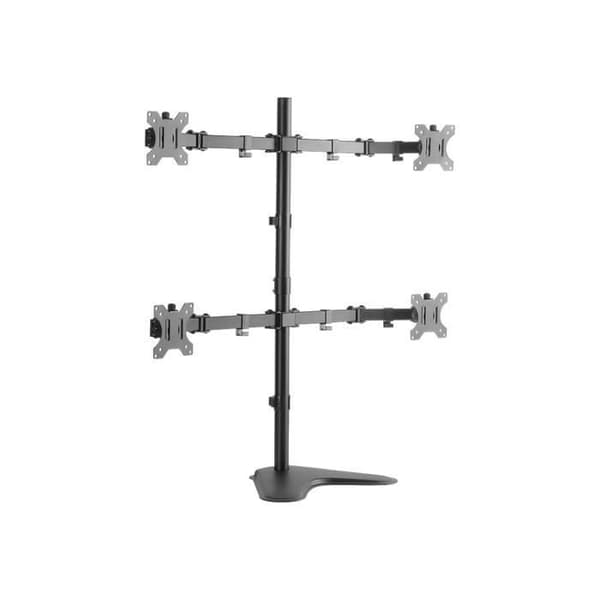 LogiLink Quad Monitor Bordsställ piedestal för 4 LCD-skärmar massivt kallpressat stål Skärmstorlek: 13"-32" Rostfritt stål