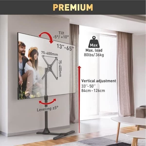 Barkan stöd TV-piedestal för skärmar 13-65 tum, vinklingsbar, VESA 400x400mm