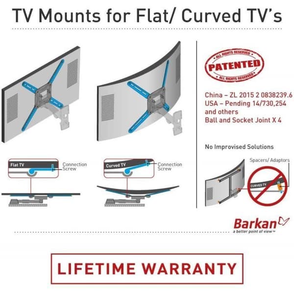 Stöd för TV - 3400 W Vesa upp till 400 x 400 mm roterande vikbar svängbar nekhängig väggmonterad 29–1651 cm/74–165 cm platt/t