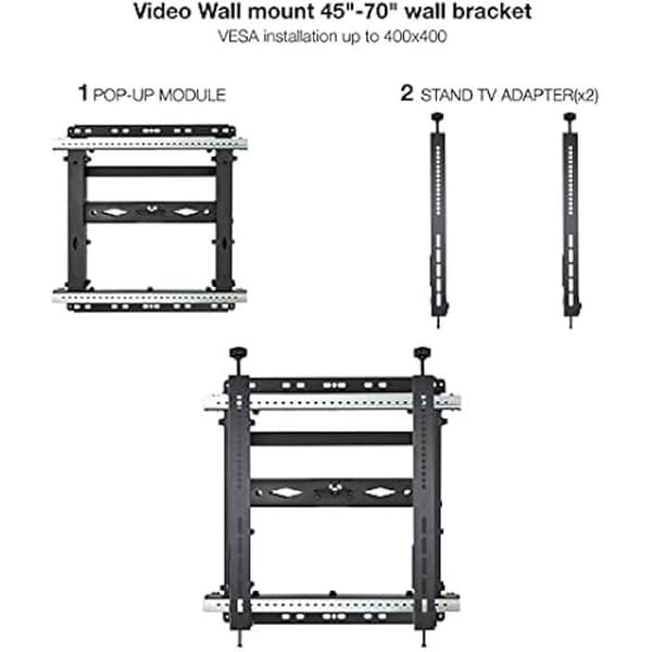 Video väggfäste - TOOQ - TQVW4571T - 45"-70" skärmar - Tilt +2°/-3° - Svart