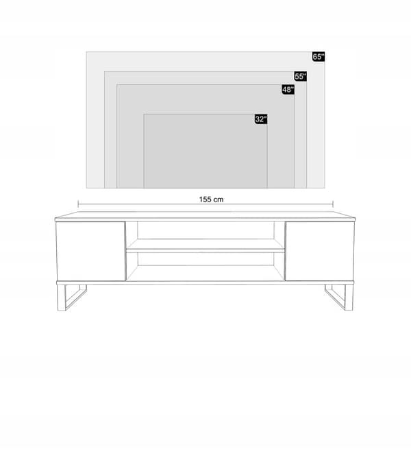 RTV-skåp 155 cm Scandinavian vit ben plast