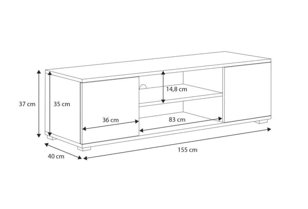 RTV-skåp 155 cm Scandinavian vit ben plast