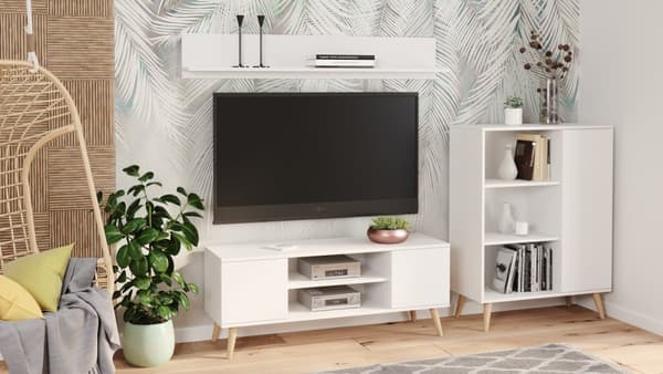 RTV-skåp 135 cm skandinavisk vit