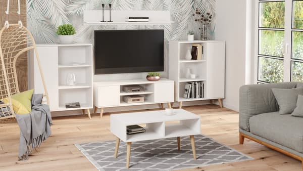 RTV-skåp 135 cm skandinavisk vit