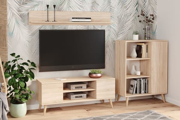 RTV-skåp 155 cm Skandinavisk ek sonoma
