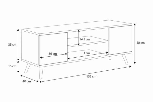 RTV Focus 155 cm eg artisan hvid
