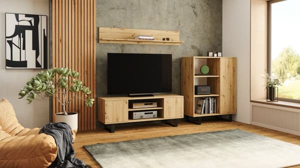Focus RTV kaappi 135 cm - parvi Tammi artisan